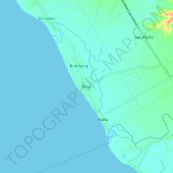 Mapa topográfico Rizal, altitud, relieve
