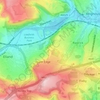 Mapa topográfico Lower Edge, altitud, relieve