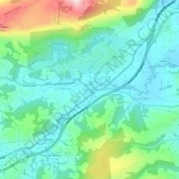 Mapa topográfico Pámanes, altitud, relieve
