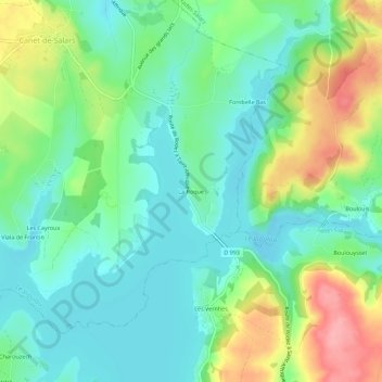 Mapa topográfico La Roque, altitud, relieve