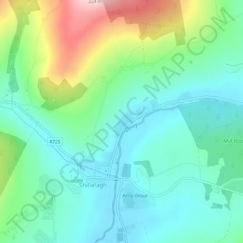 Mapa topográfico Quarry Street, altitud, relieve