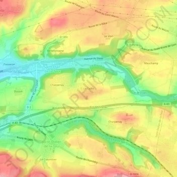 Mapa topográfico Le Taillis, altitud, relieve