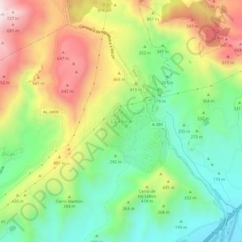 Mapa topográfico La Envía, altitud, relieve