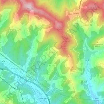 Mapa topográfico Ichaso, altitud, relieve