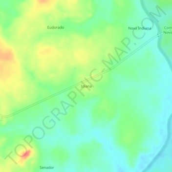 Mapa topográfico Idiana, altitud, relieve