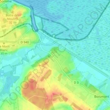 Mapa topográfico Pinchefalise, altitud, relieve
