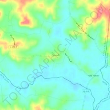 Mapa topográfico Chancal, altitud, relieve