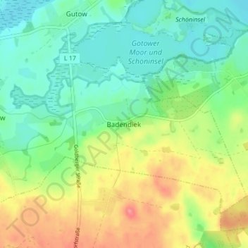 Mapa topográfico Badendiek, altitud, relieve