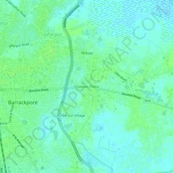 Mapa topográfico Chakkan Thalia, altitud, relieve