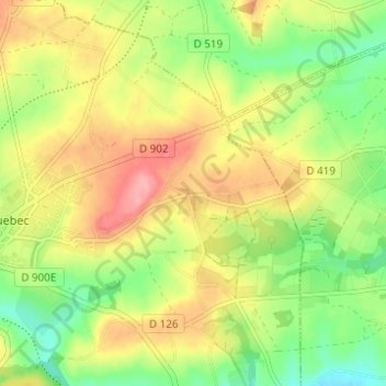 Mapa topográfico Le Melleret, altitud, relieve