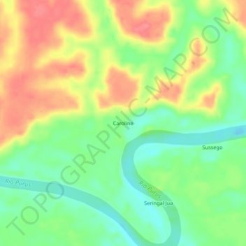 Mapa topográfico Caroline, altitud, relieve