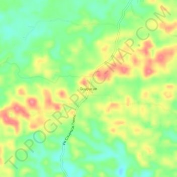 Mapa topográfico Guayacan, altitud, relieve