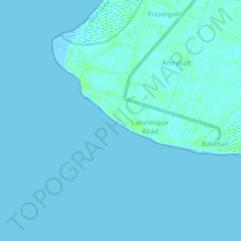 Mapa topográfico Bakkhali, altitud, relieve