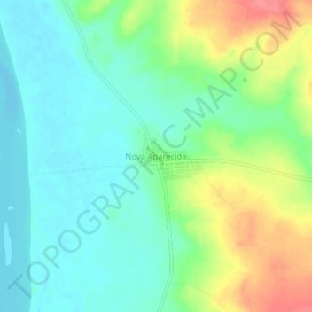 Mapa topográfico Nova Aparecida, altitud, relieve