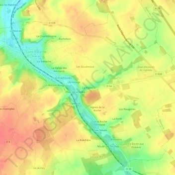 Mapa topográfico La Vallée, altitud, relieve