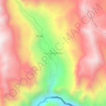 Mapa topográfico Huarautambo, altitud, relieve