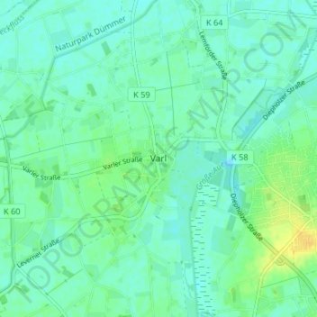 Mapa topográfico Varl, altitud, relieve