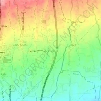 Mapa topográfico Lapo-lapo II, altitud, relieve