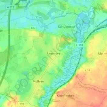 Mapa topográfico Rammsee, altitud, relieve