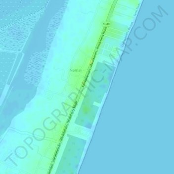 Mapa topográfico ECR Beach View point, altitud, relieve