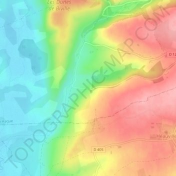 Mapa topográfico Penitot, altitud, relieve