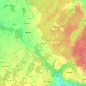 Mapa topográfico Les Mottets, altitud, relieve