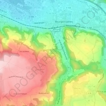 Mapa topográfico Le Meynier, altitud, relieve