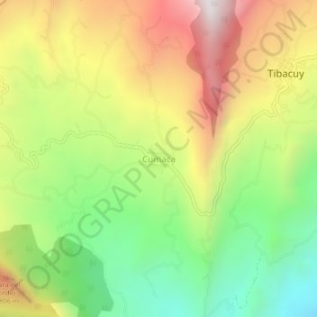 Mapa topográfico Cumaca, altitud, relieve