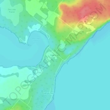 Mapa topográfico Cape Croker, altitud, relieve