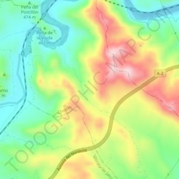 Mapa topográfico La Puerta de la Sierra, altitud, relieve