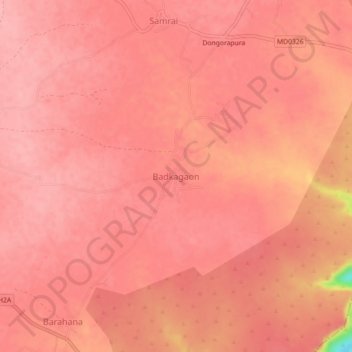 Mapa topográfico Badkagaon, altitud, relieve
