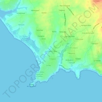 Mapa topográfico Le Grand Champ, altitud, relieve