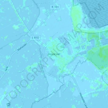Mapa topográfico Hooksiel, altitud, relieve