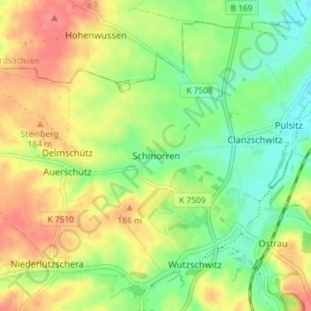 Mapa topográfico Schmorren, altitud, relieve