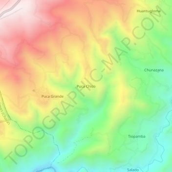 Mapa topográfico Puca Chico, altitud, relieve