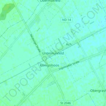 Mapa topográfico Untermaxfeld, altitud, relieve