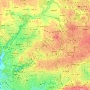 Mapa topográfico Loscoat, altitud, relieve