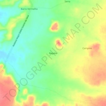 Mapa topográfico Regalia, altitud, relieve