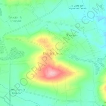 Mapa topográfico Ejido la Soledad, altitud, relieve