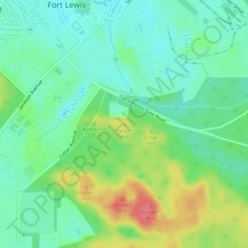 Mapa topográfico Harper Hill, altitud, relieve