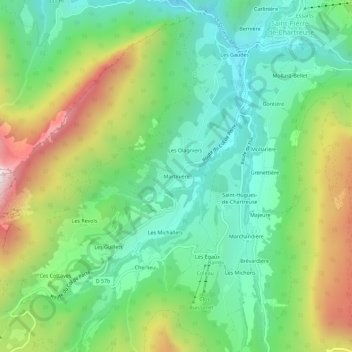 Mapa topográfico Martinière, altitud, relieve