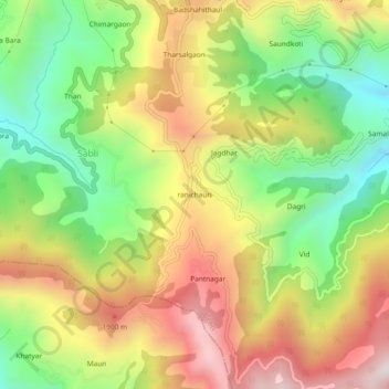 Mapa topográfico ranichauri, altitud, relieve