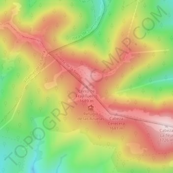 Mapa topográfico Cerro de Fray Tuerto, altitud, relieve
