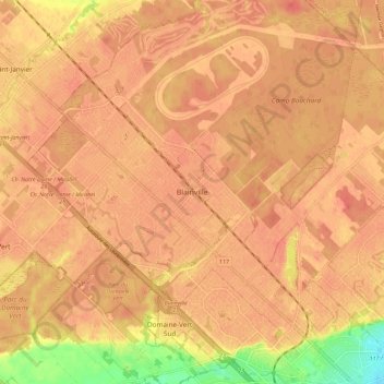 Mapa topográfico Blainville, altitud, relieve