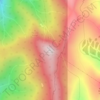 Mapa topográfico Record Mountain, altitud, relieve