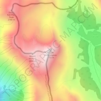 Mapa topográfico Mount Worthington, altitud, relieve