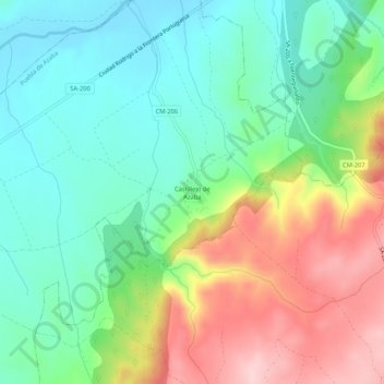 Mapa topográfico Castillejo de Azaba, altitud, relieve