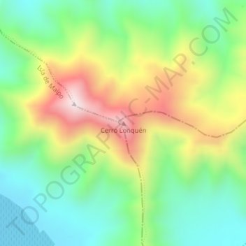 Mapa topográfico Cerro Lonquén, altitud, relieve