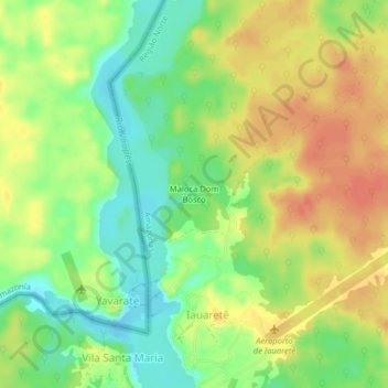 Mapa topográfico Maloca Dom Bosco, altitud, relieve