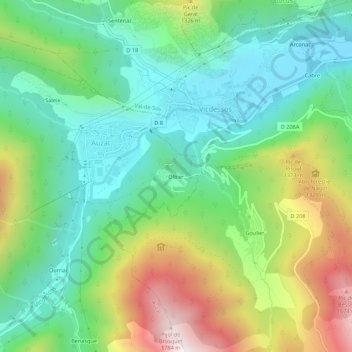 Mapa topográfico Olbier, altitud, relieve